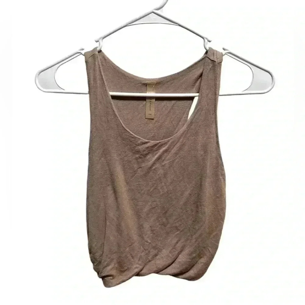 Tan Mezzanine stretchy crop tank top!